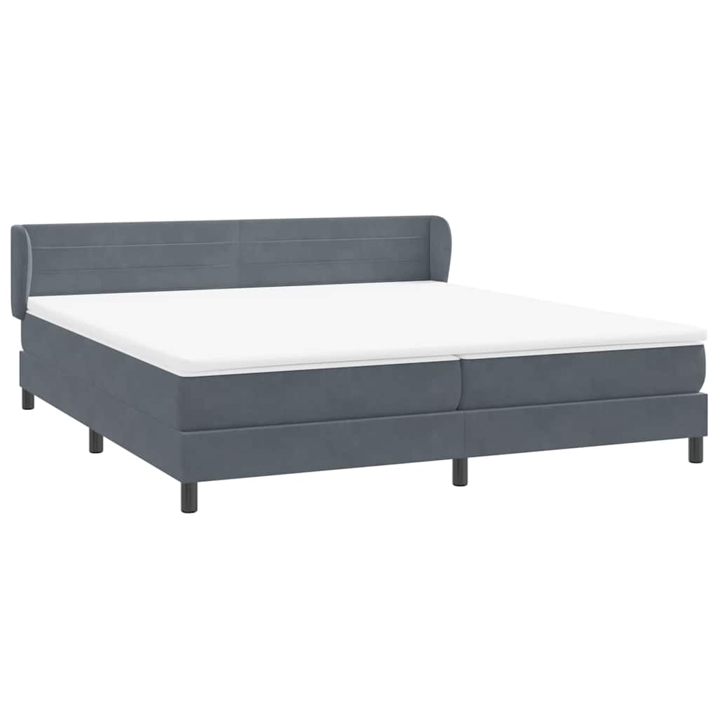Krevet s oprugama s madracima tamnosivi 180x220 cm baršunasti
