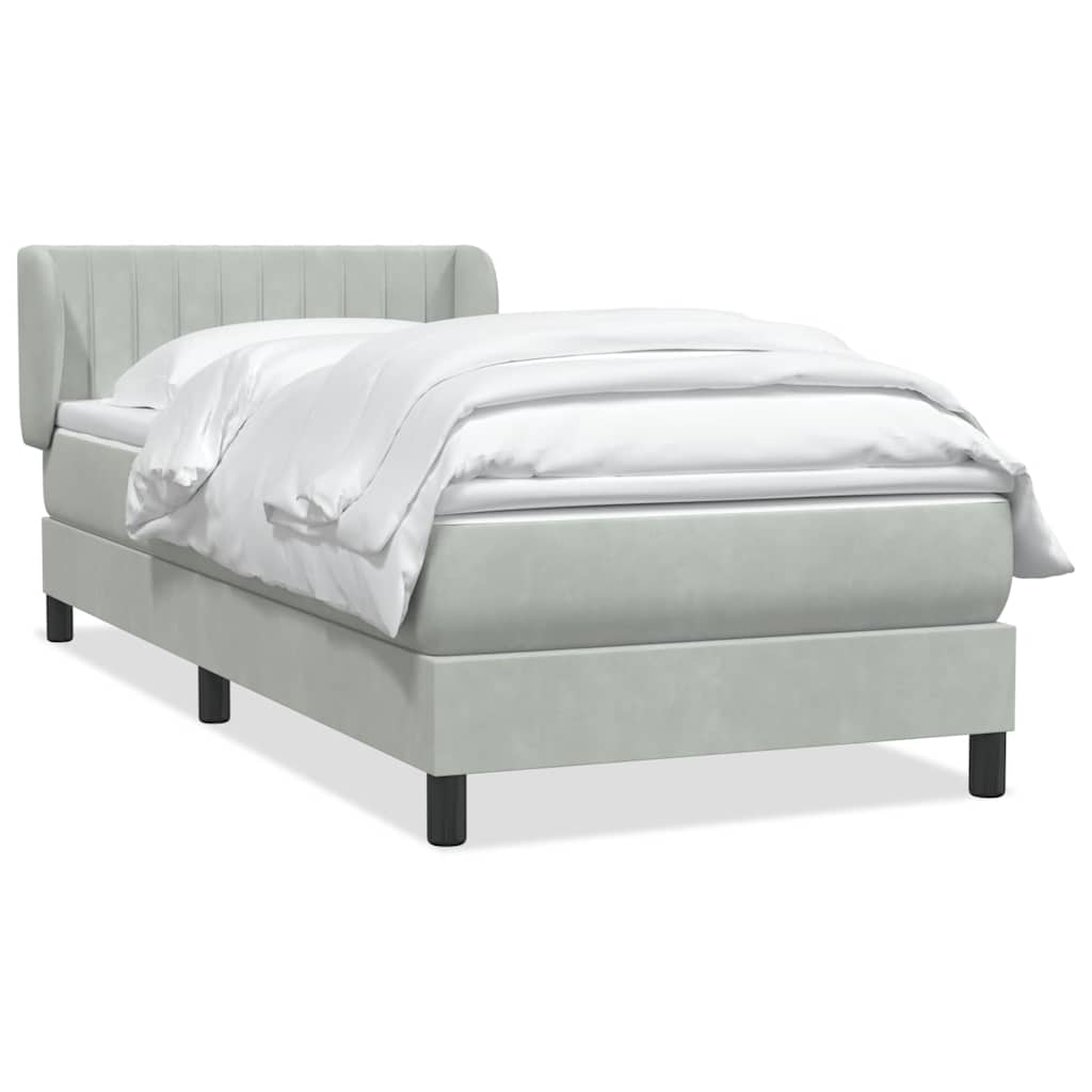 Box Spring krevet s madracem svijetlo sivi 80x220 cm samt