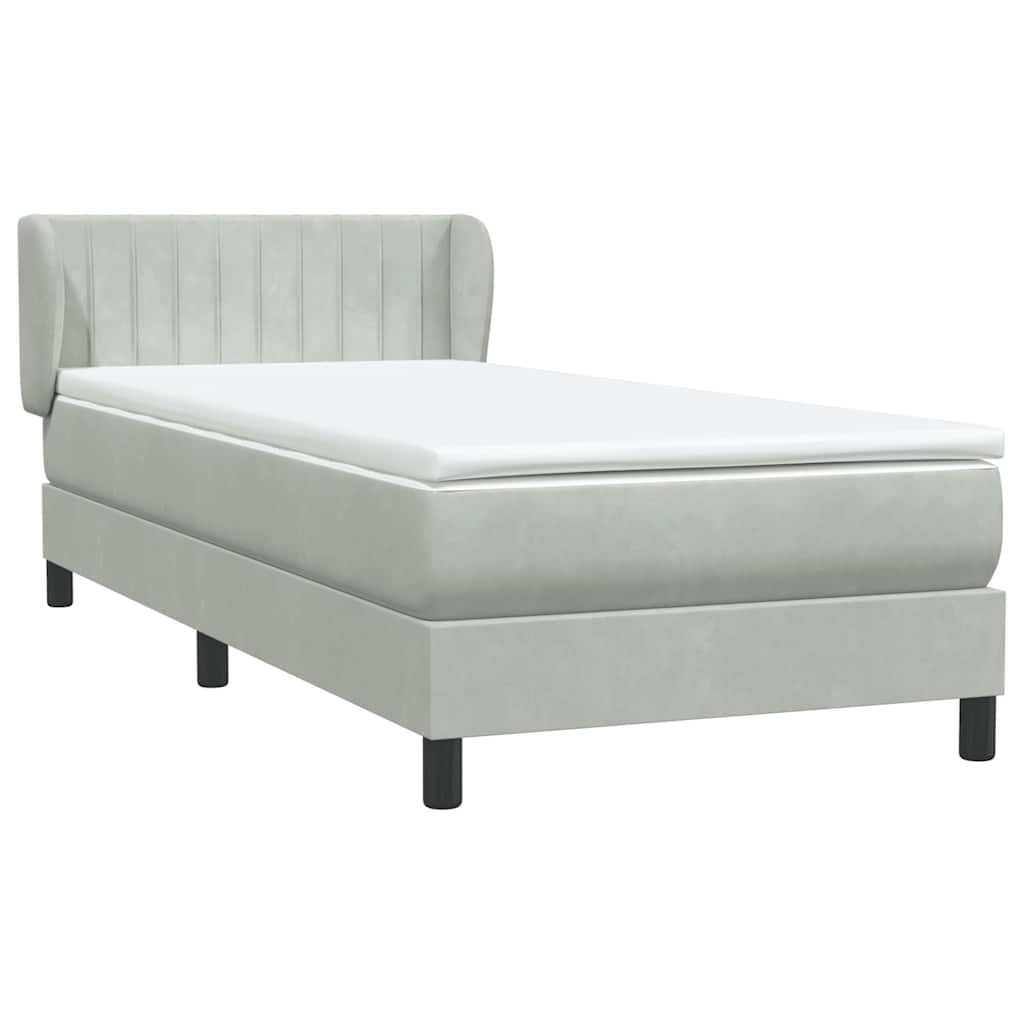 Box Spring krevet s madracem svijetlo sivi 80x220 cm samt