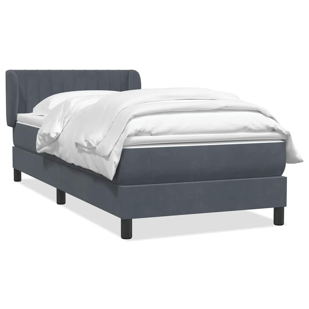 Box spring krevet s madracem tamnosivi 80 x 220 cm baršunasti
