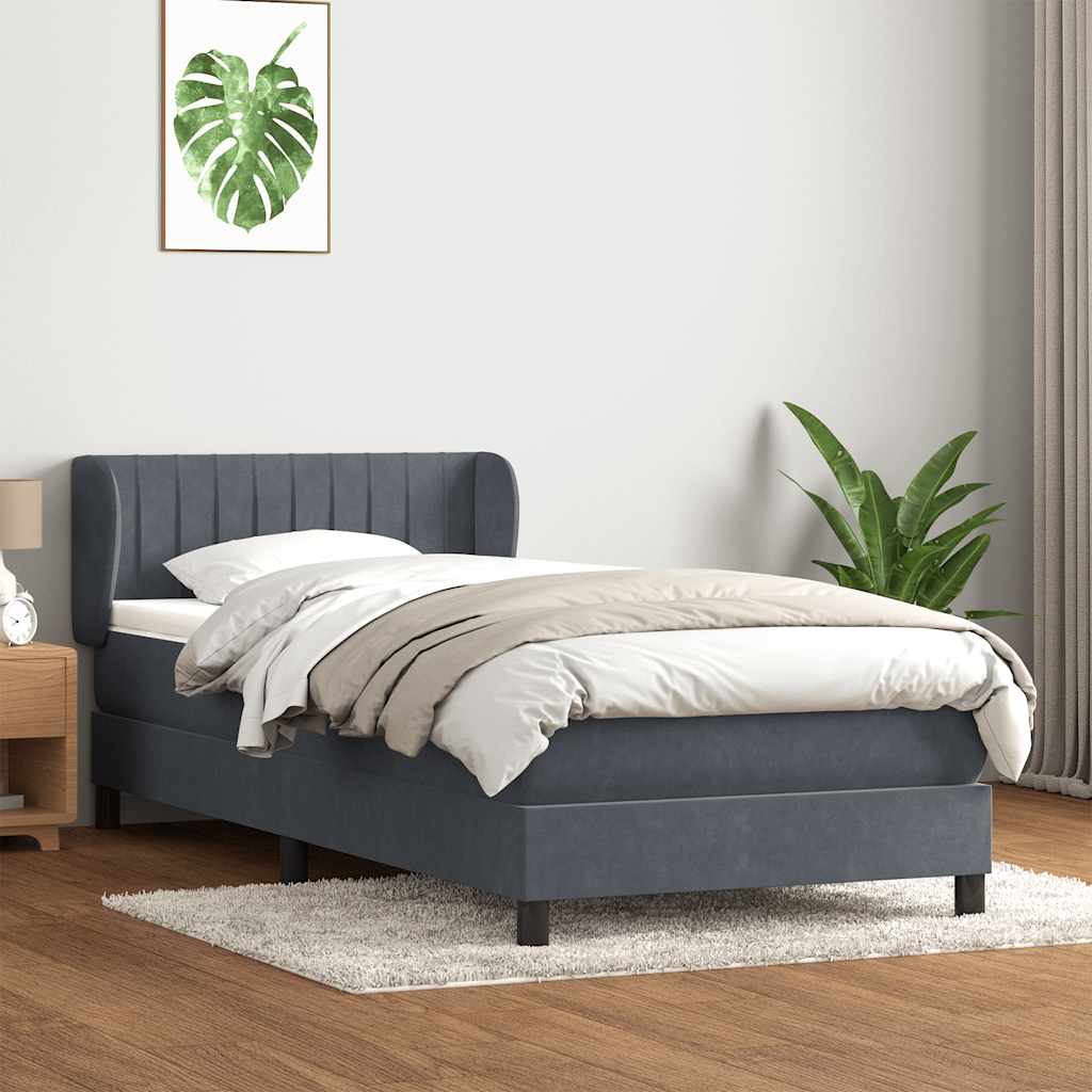 Box spring krevet s madracem tamnosivi 80 x 220 cm baršunasti