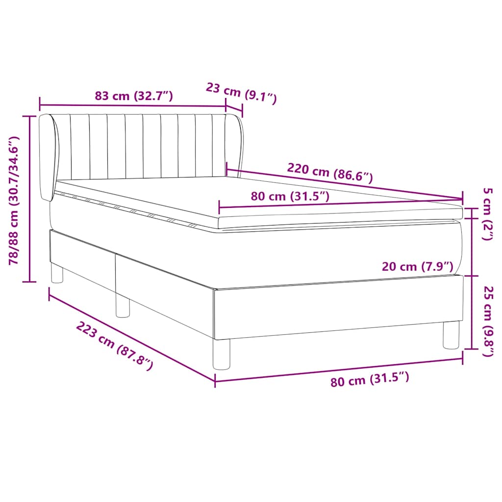 Box spring krevet s madracem ružičasti 80 x 220 cm baršunasti