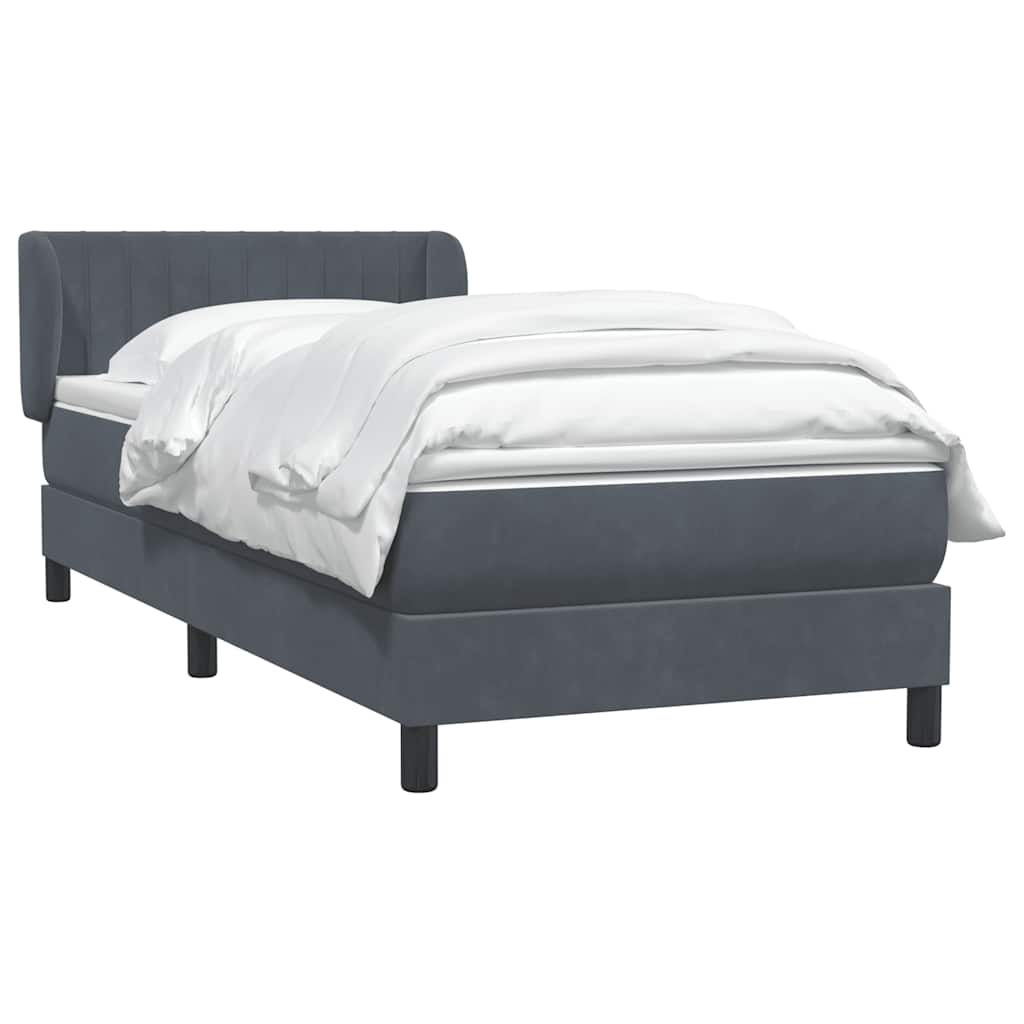 Box spring krevet s madracem tamnosivi 90x220 cm baršunasti