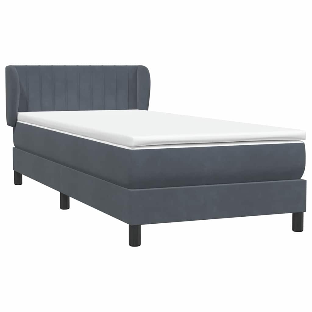 Box spring krevet s madracem tamnosivi 90x220 cm baršunasti