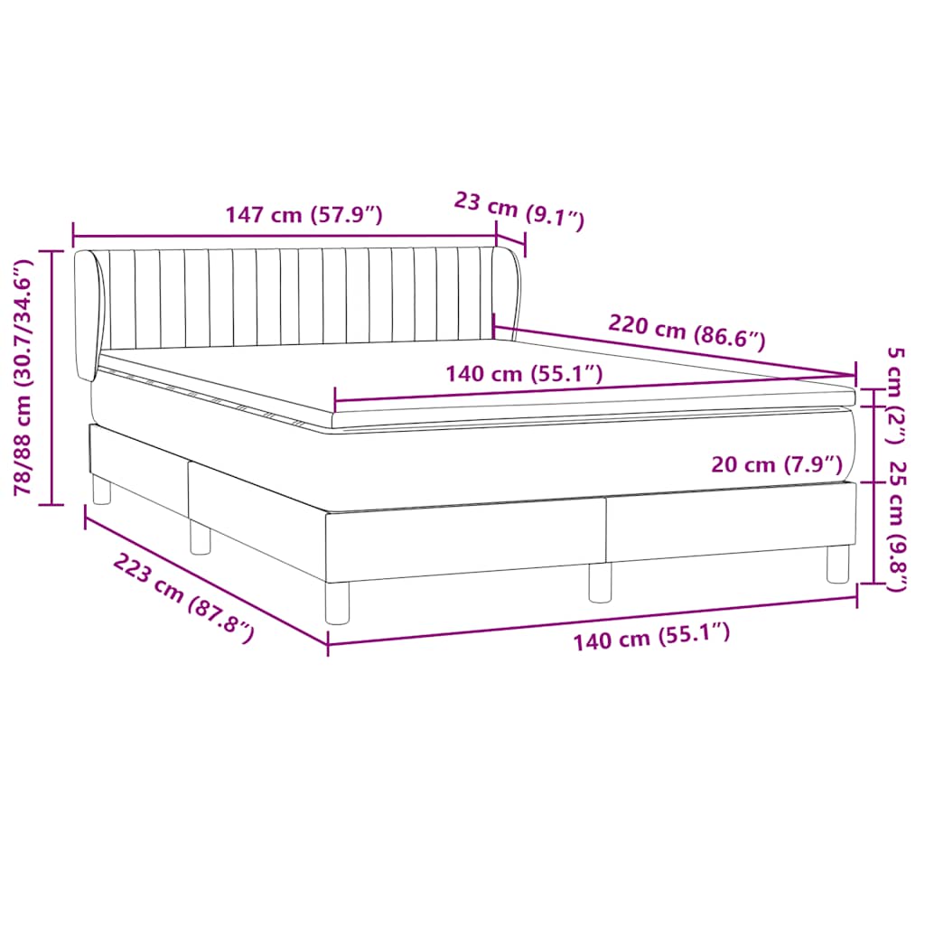 Box Spring krevet s madracem ružičasti 140x220 cm baršun