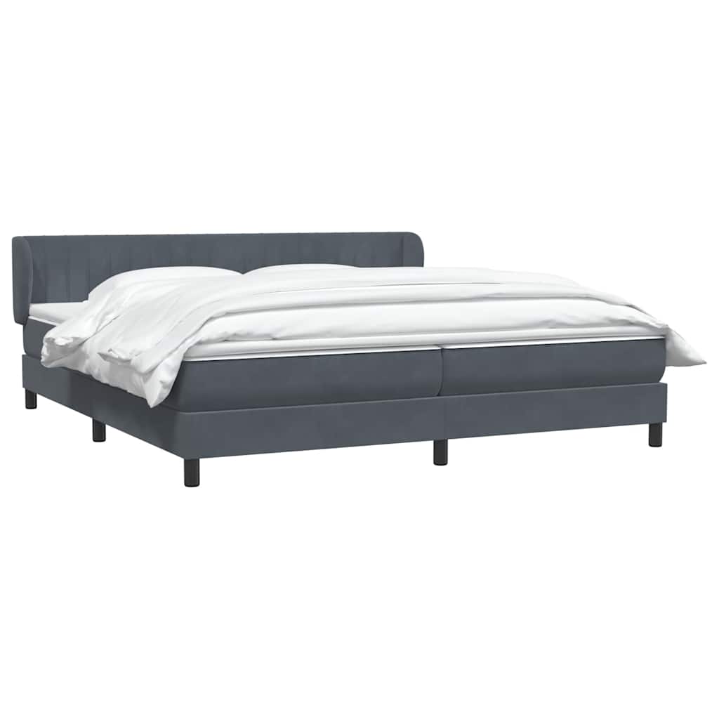 Krevet s oprugama s madracima tamnosivi 180x220 cm baršunasti