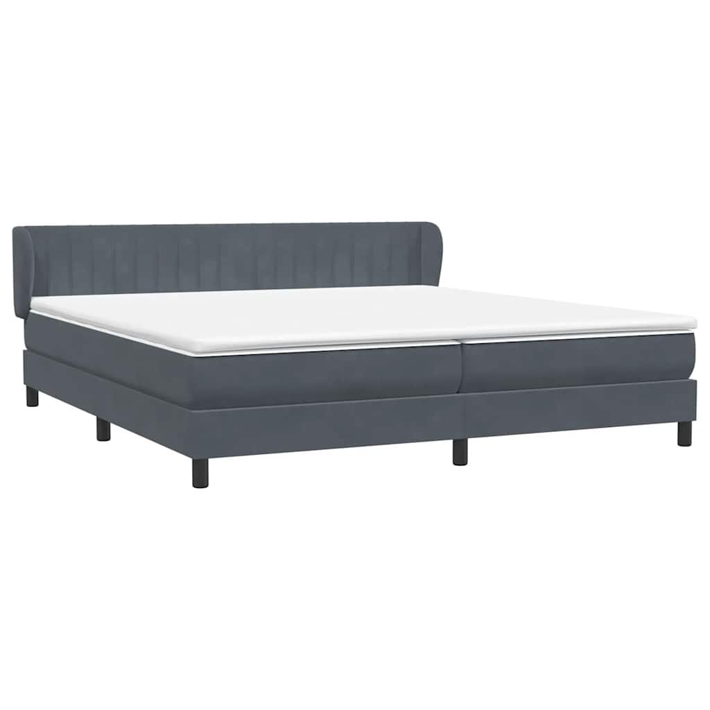 Krevet s oprugama s madracima tamnosivi 180x220 cm baršunasti