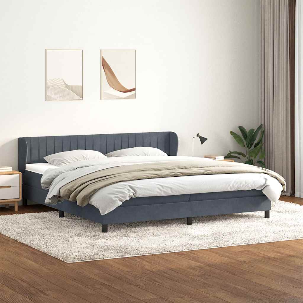 Krevet s oprugama s madracima tamnosivi 180x220 cm baršunasti