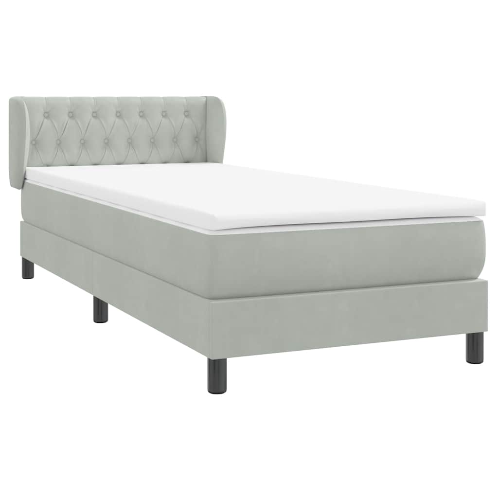 Box Spring krevet s madracem svijetlo sivi 80x210 cm baršun