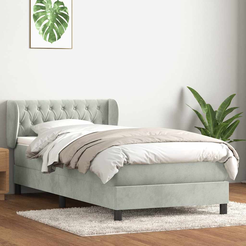Box Spring krevet s madracem svijetlo sivi 80x210 cm baršun