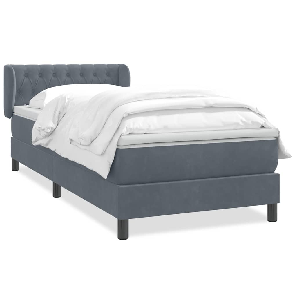 Box Spring krevet s madracem tamno sivi 80x210 cm baršun