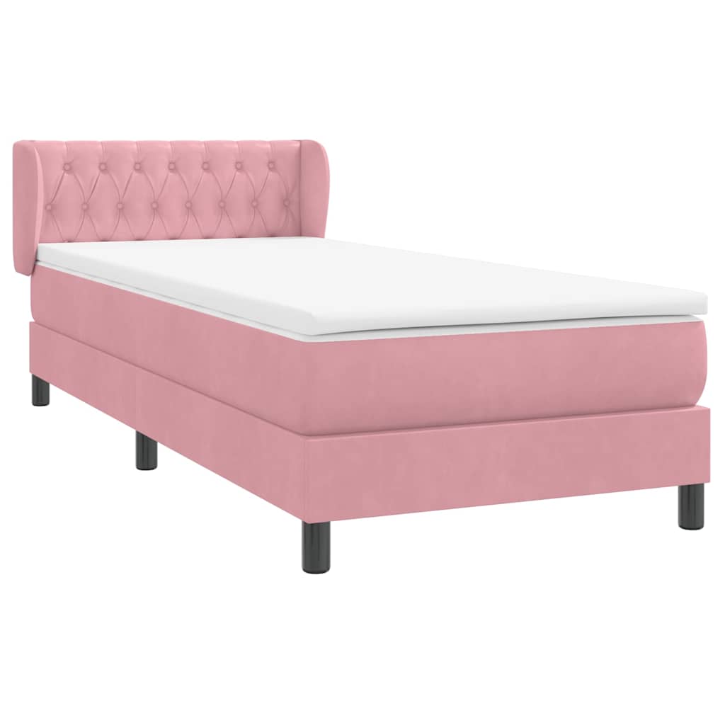 Box Spring krevet s madracem ružičasti 90x210 cm samt
