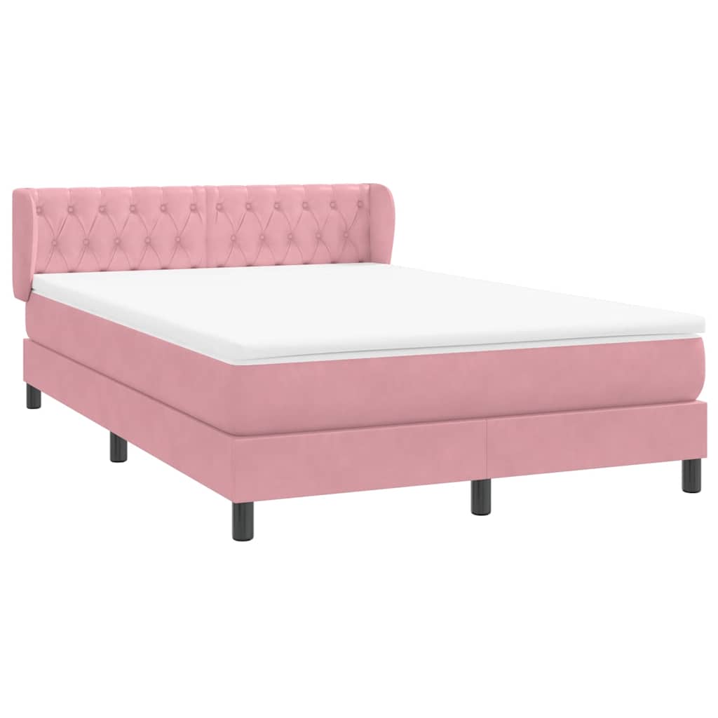 Krevet s oprugama i madracem ružičasti 160x210 cm baršunasti