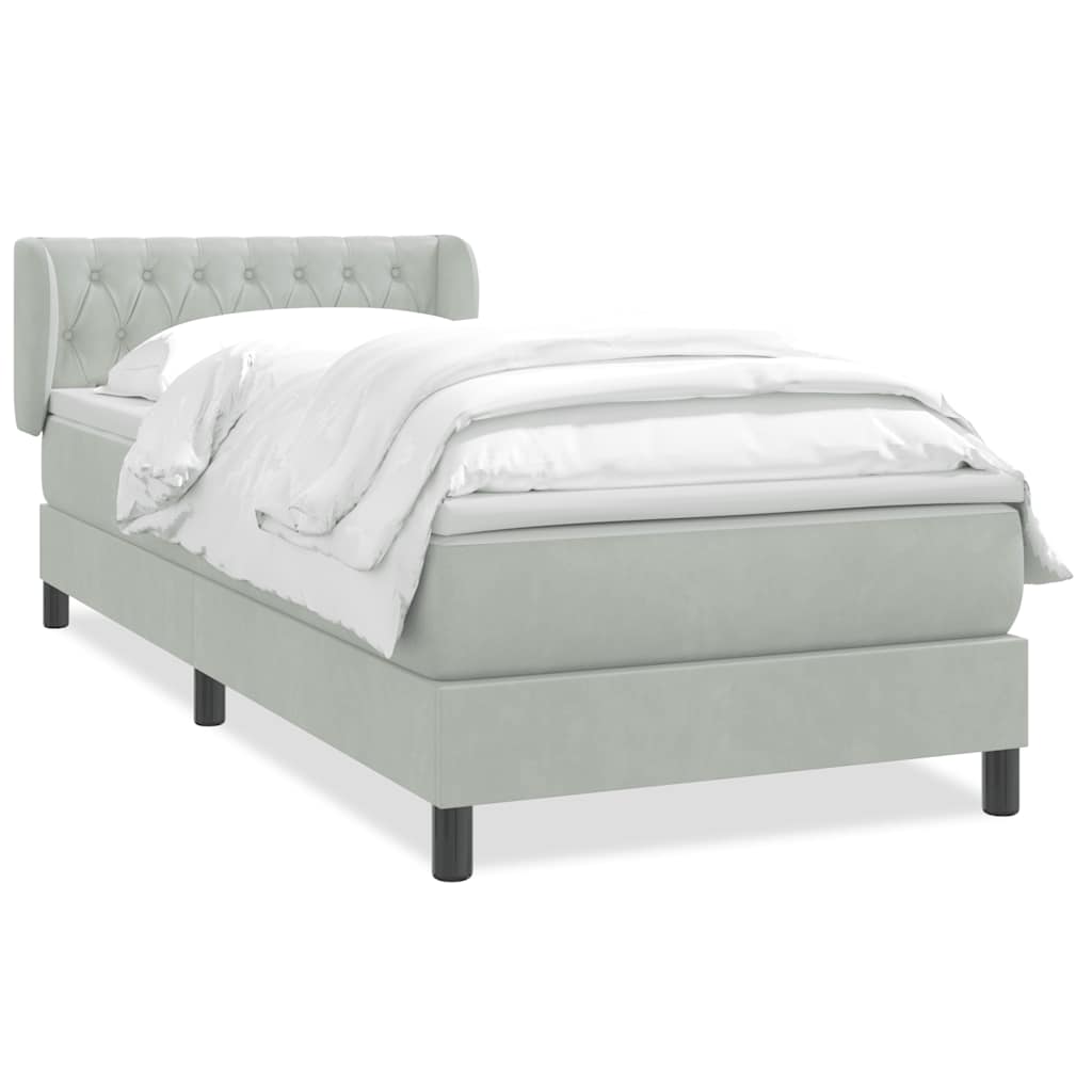 Box Spring krevet s madracem svijetlo sivi 80x220 cm samt