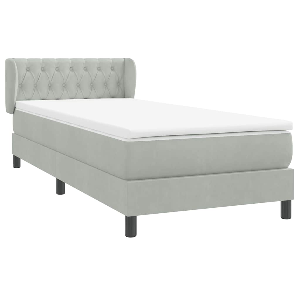 Box Spring krevet s madracem svijetlo sivi 80x220 cm samt