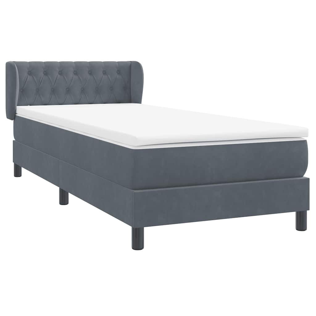 Box spring krevet s madracem tamnosivi 80 x 220 cm baršunasti