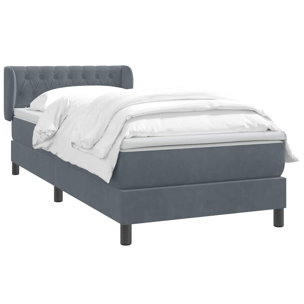 Box spring krevet s madracem tamnosivi 90x220 cm baršunasti