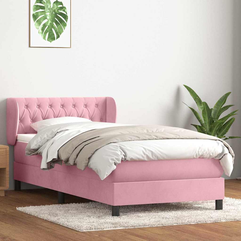 Box spring krevet s madracem ružičasti 90x220 cm baršunasti