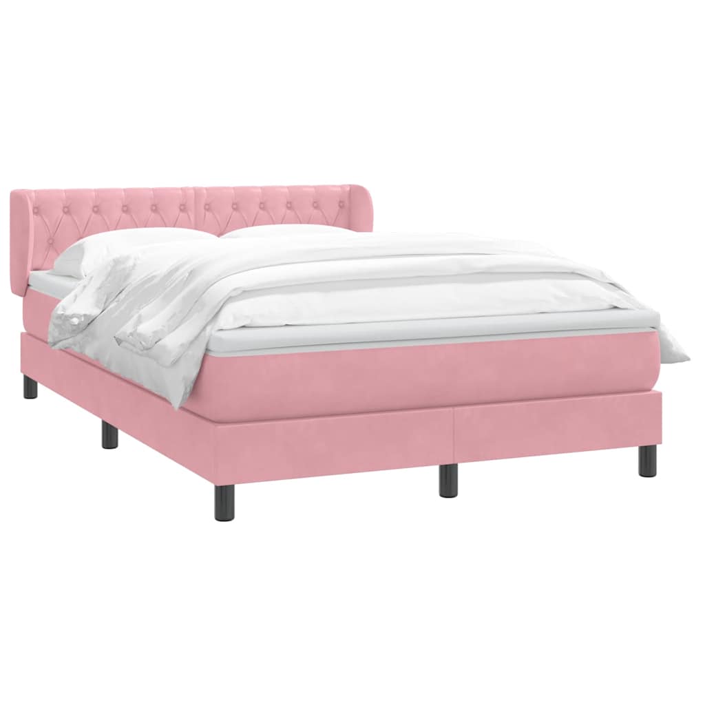 Box Spring krevet s madracem ružičasti 140x220 cm baršun