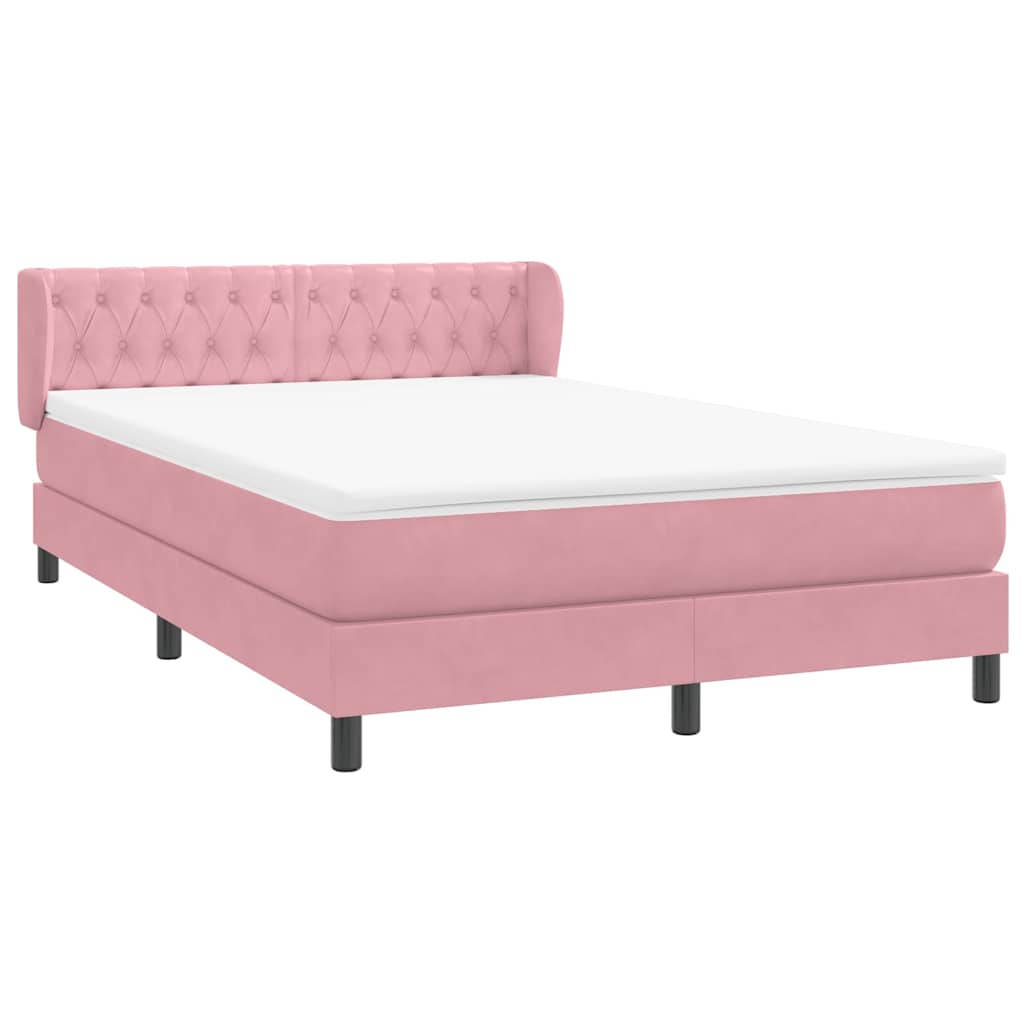Box Spring krevet s madracem ružičasti 140x220 cm baršun
