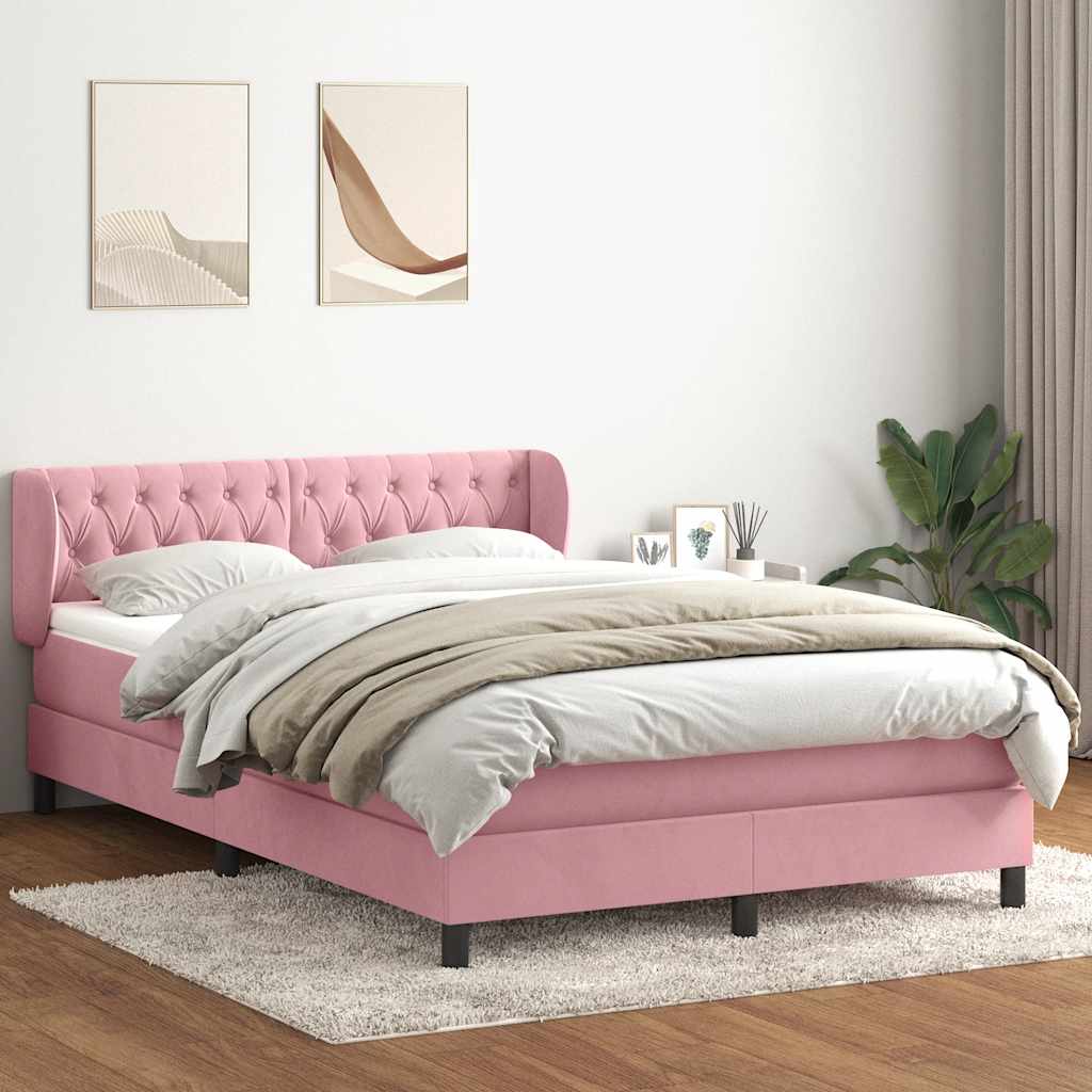 Box Spring krevet s madracem ružičasti 140x220 cm baršun