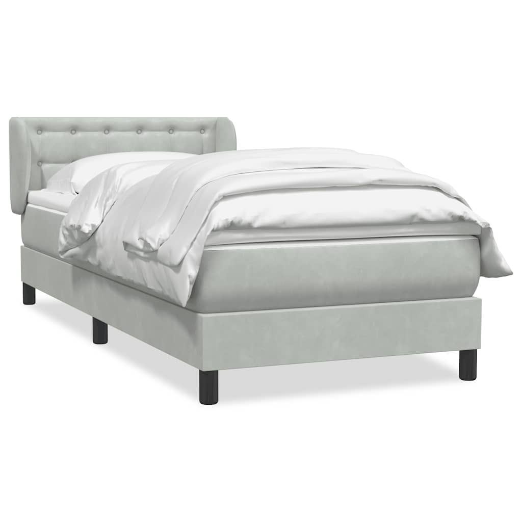 Box Spring krevet s madracem svijetlo sivi 80x210 cm baršun