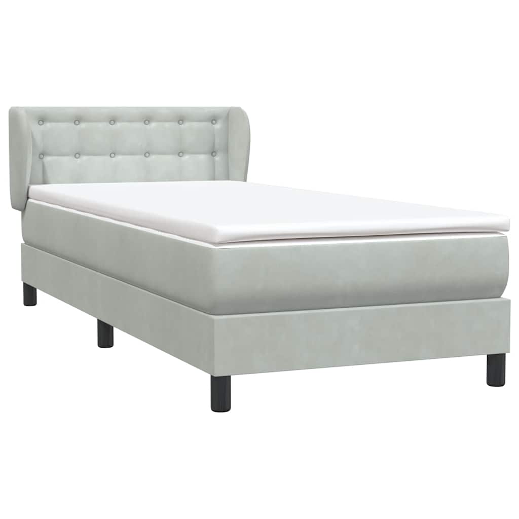 Box Spring krevet s madracem svijetlo sivi 80x210 cm baršun