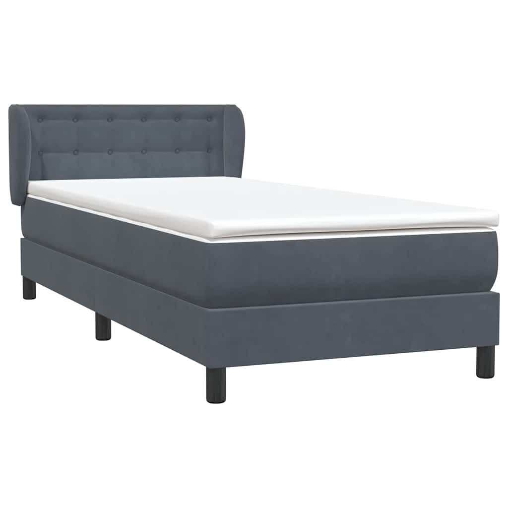 Box Spring krevet s madracem tamno sivi 80x210 cm baršun