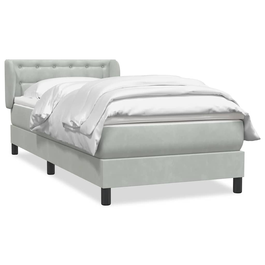 Box Spring krevet s madracem svijetlo sivi 80x220 cm samt