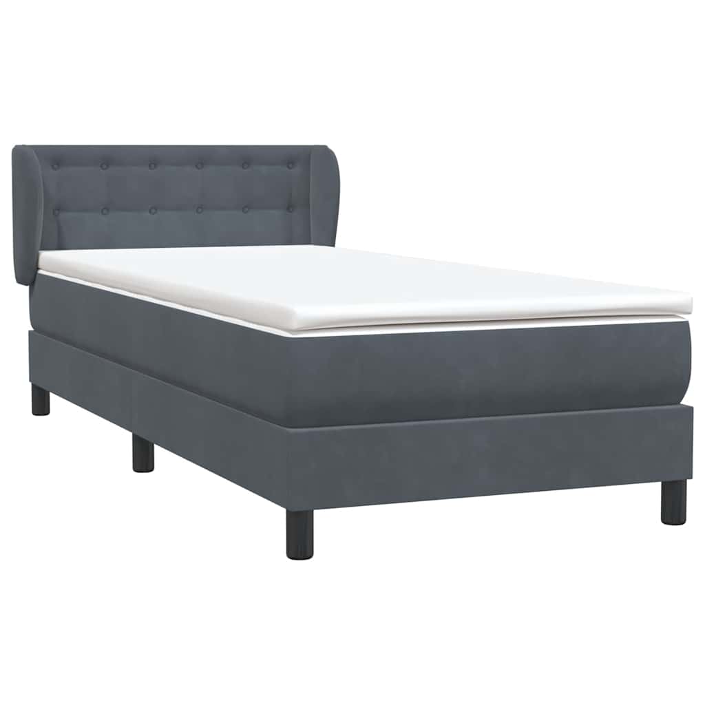 Box spring krevet s madracem tamnosivi 90x220 cm baršunasti