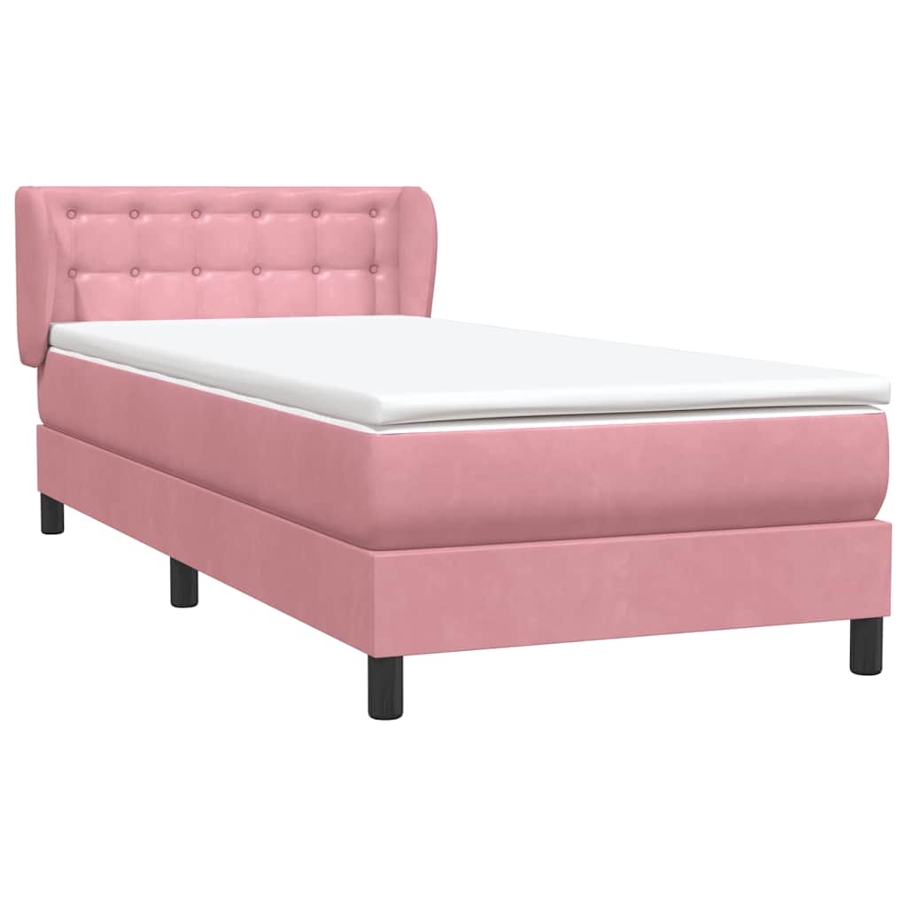 Box spring krevet s madracem ružičasti 90x220 cm baršunasti
