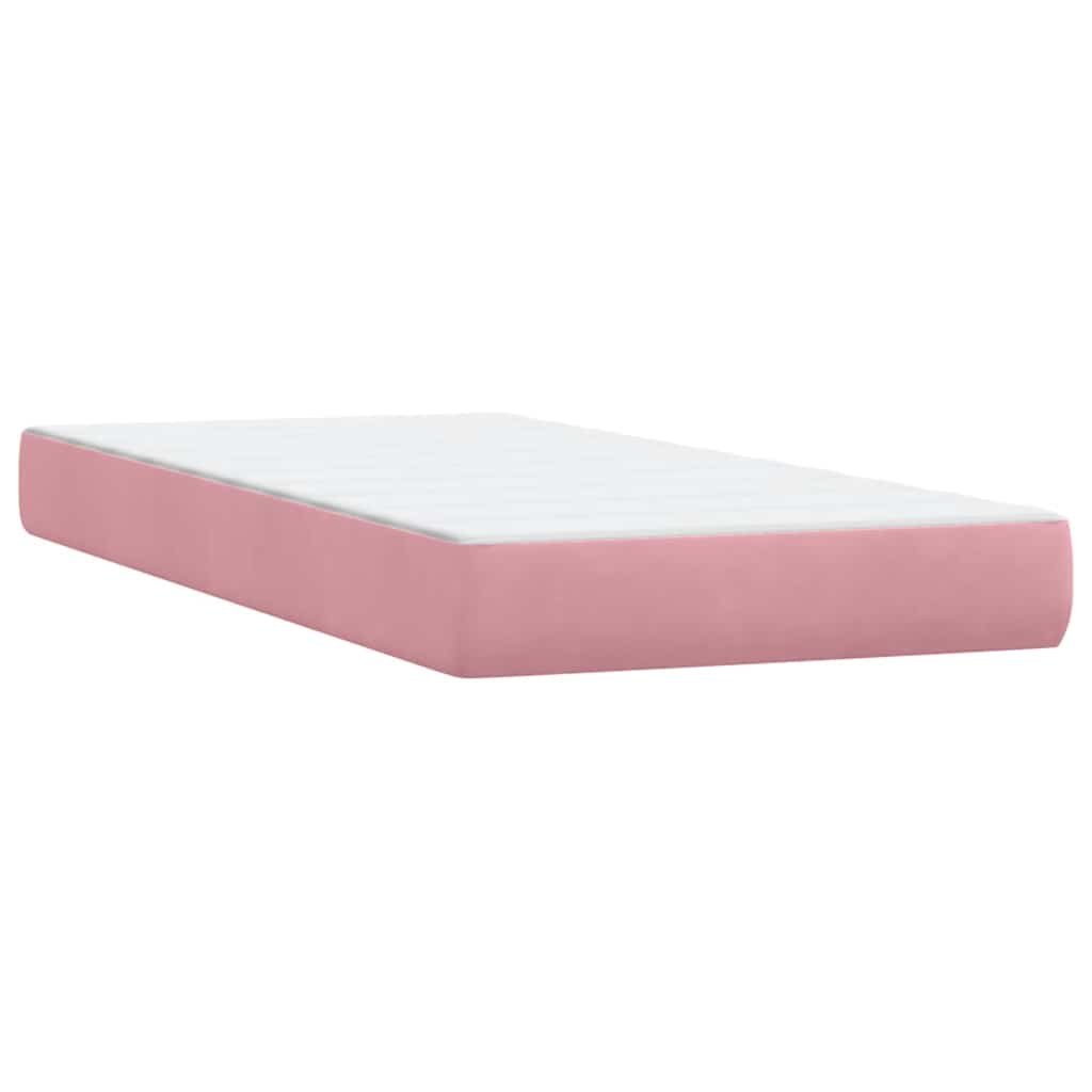 Box spring krevet s madracem ružičasti 90x220 cm baršunasti