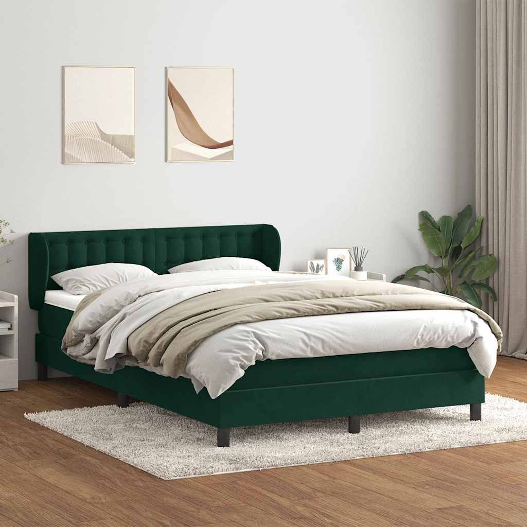 Box Spring krevet s madracem tamno zeleni 160x220 cm baršun