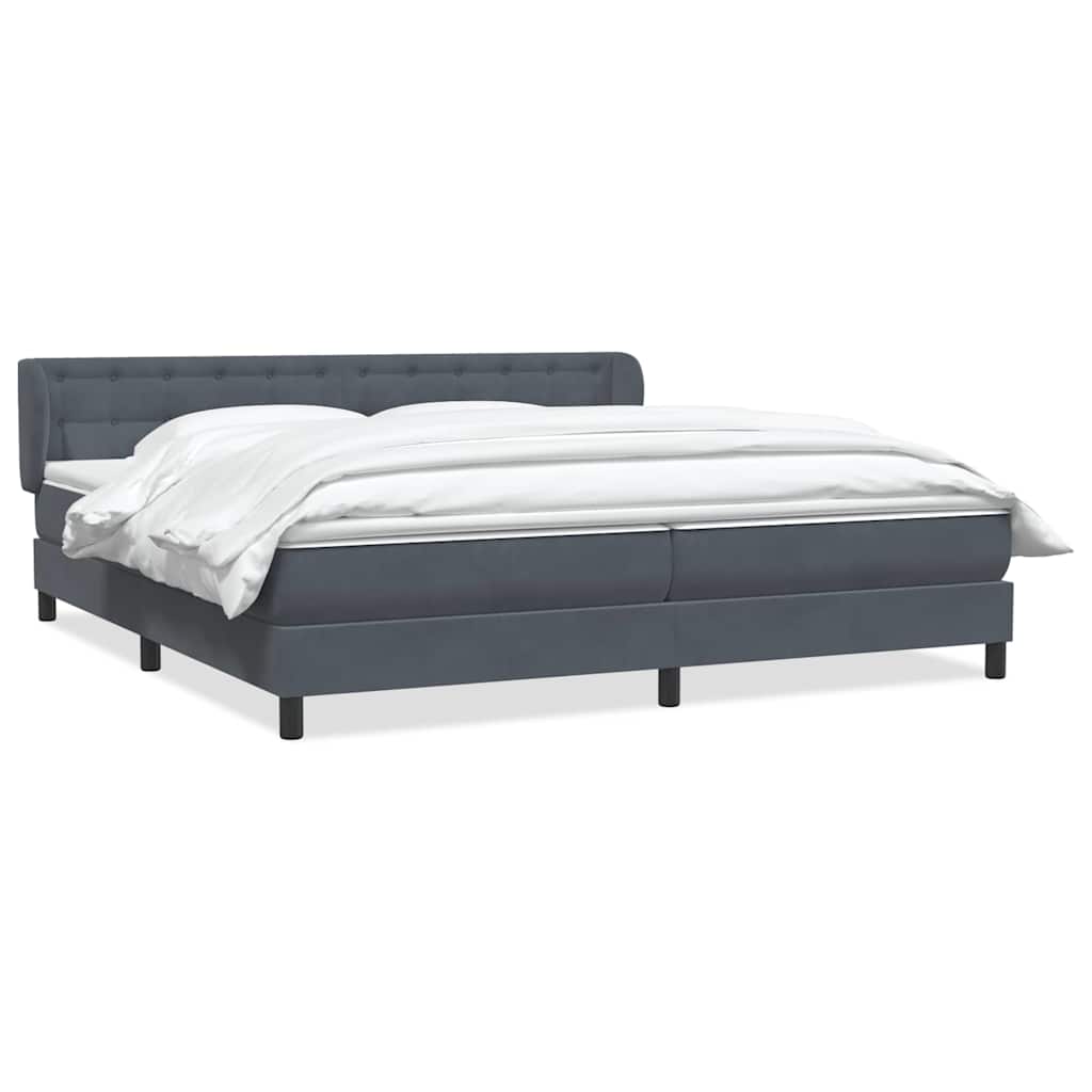 Krevet s oprugama s madracima tamnosivi 180x220 cm baršunasti