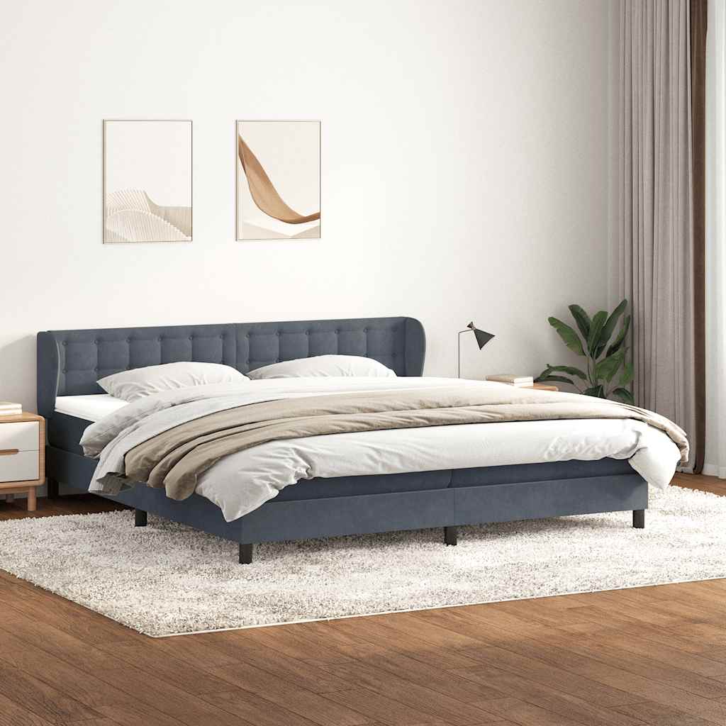 Krevet s oprugama s madracima tamnosivi 180x220 cm baršunasti