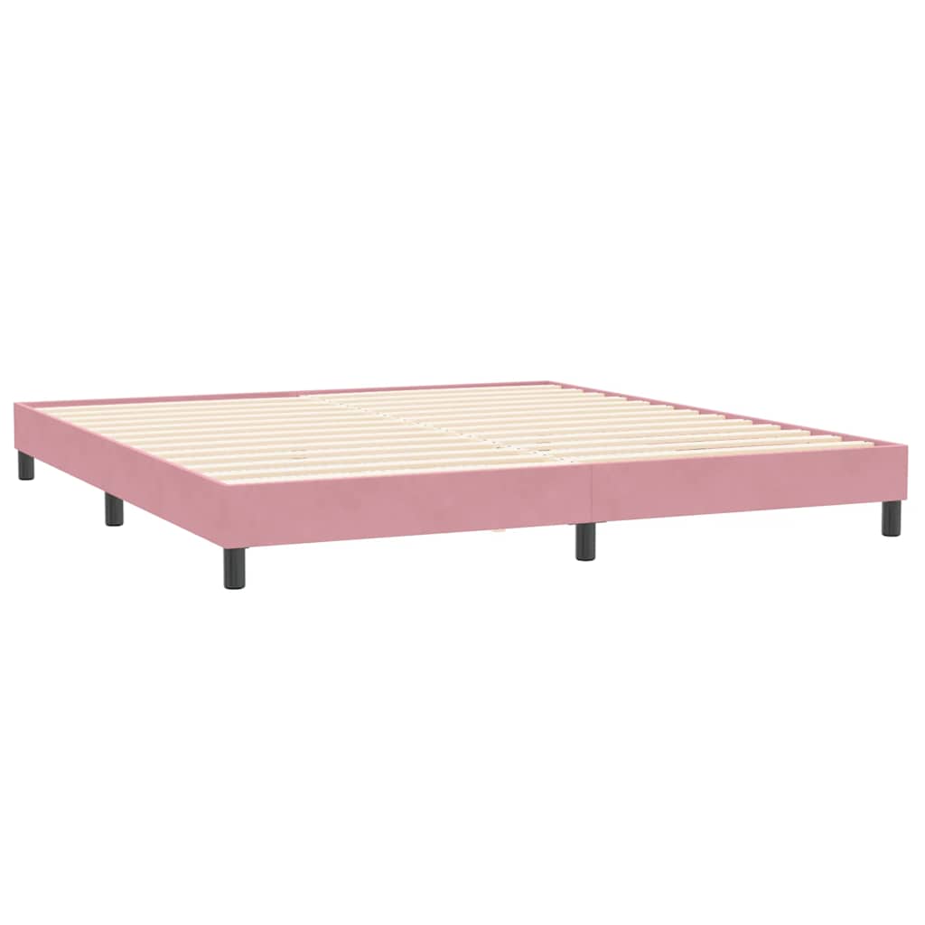 Krevet s oprugama i madracem ružičasti 180x210 cm baršunasti
