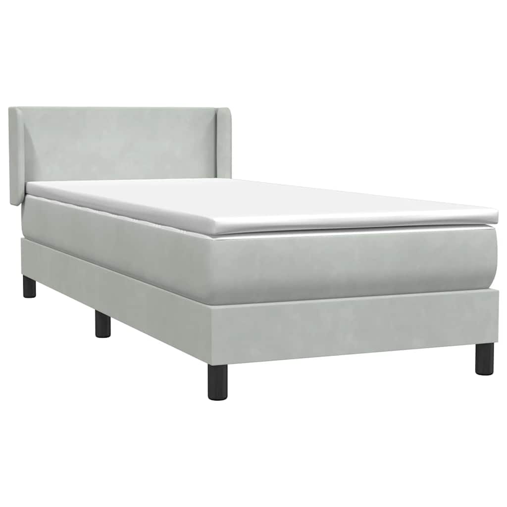Box Spring krevet s madracem svijetlo sivi 80x220 cm samt