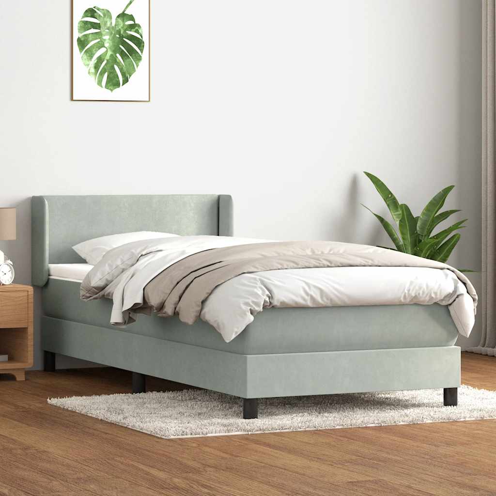Box Spring krevet s madracem svijetlo sivi 80x220 cm samt