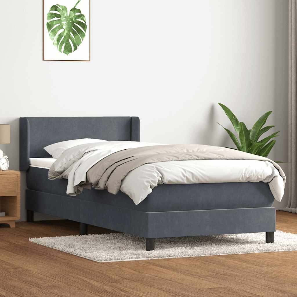 Box spring krevet s madracem tamnosivi 80 x 220 cm baršunasti