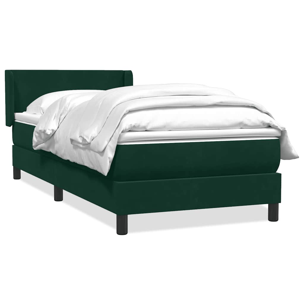 Box Spring krevet s madracem tamnozeleni 80x220 cm baršun