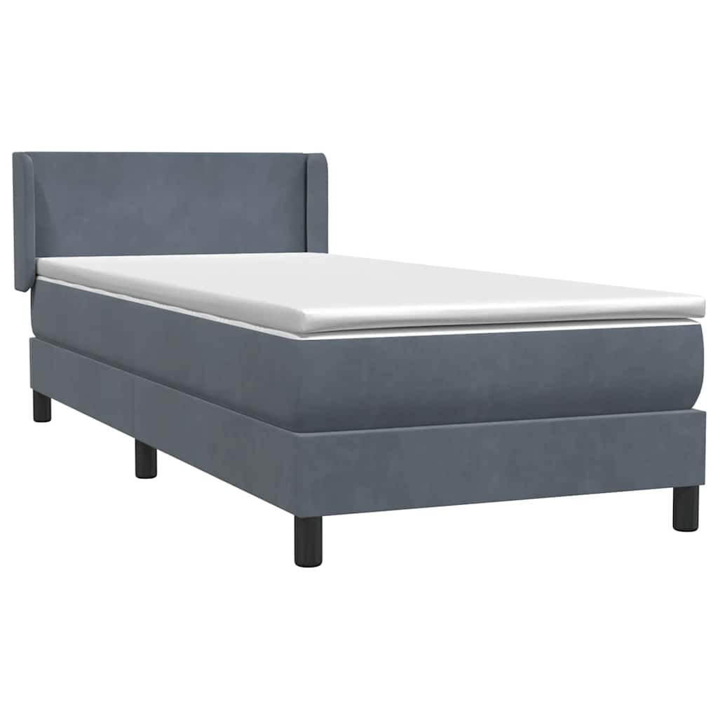 Box spring krevet s madracem tamnosivi 90x220 cm baršunasti