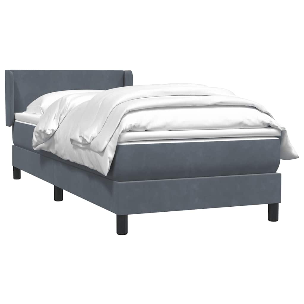 Box spring krevet s madracem tamnosivi 90x220 cm baršunasti