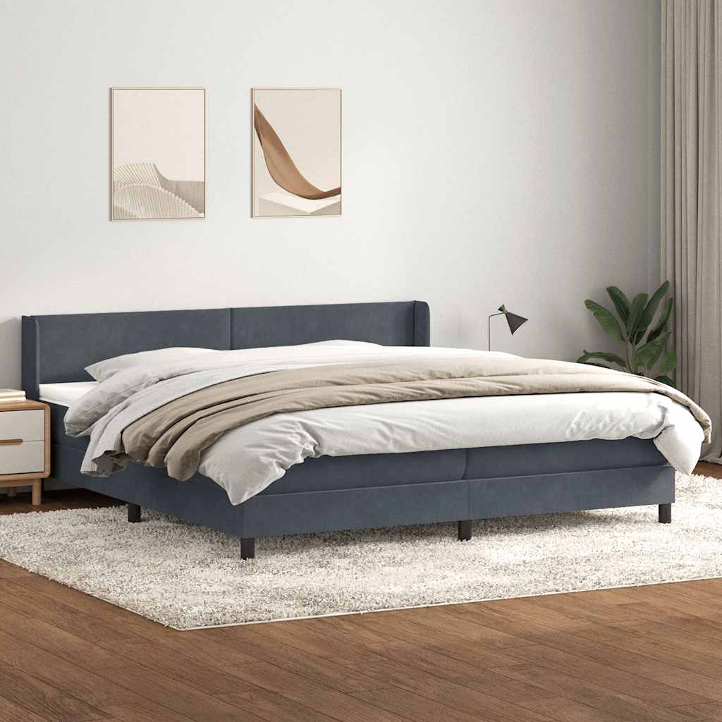 Box Spring krevet s madracem tamno sivi 180x220 cm samt
