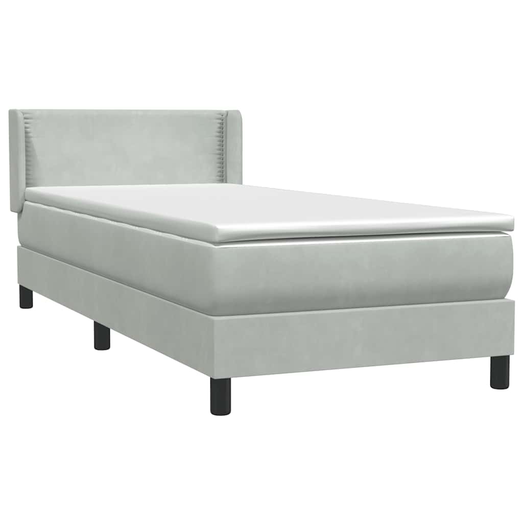 Box Spring krevet s madracem svijetlo sivi 80x210 cm baršun