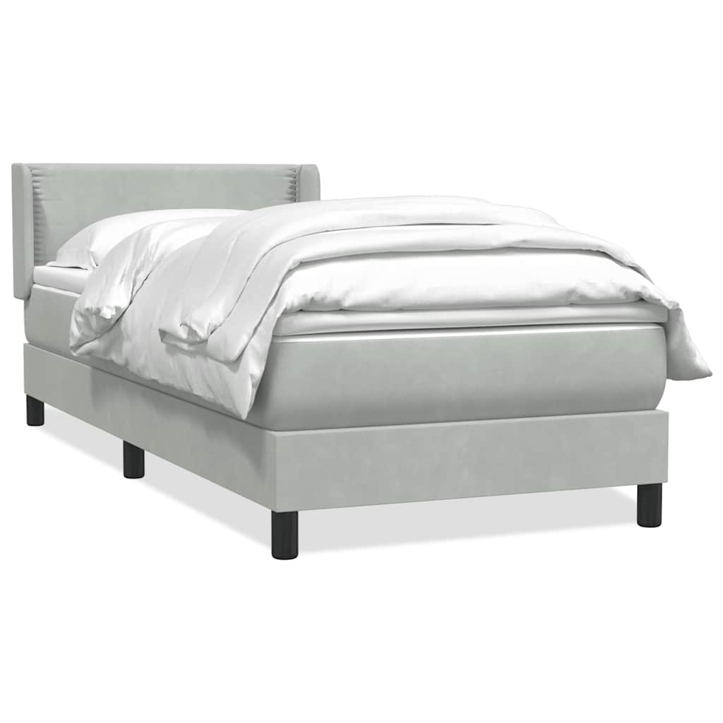 Box Spring krevet s madracem svijetlo sivi 90x210 cm baršun