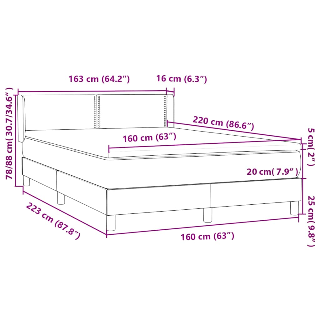 Box Spring krevet s madracem ružičasti 160x220 cm baršun
