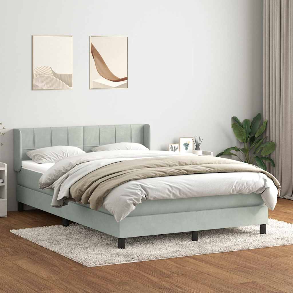 Krevet s oprugama i madracem svjetlosivi 160x210 cm baršunasti