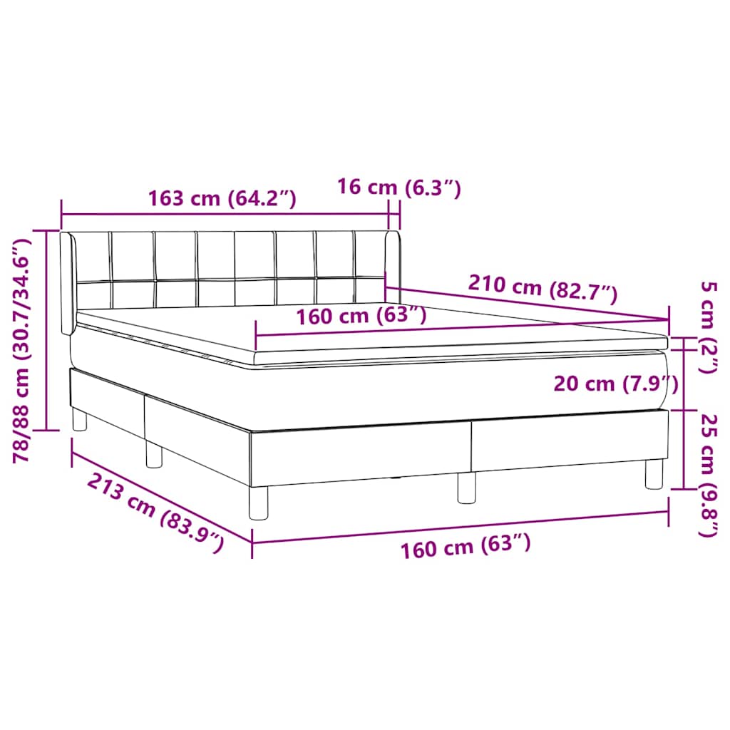 Box spring krevet s madracem crni 160x210 cm baršunasti