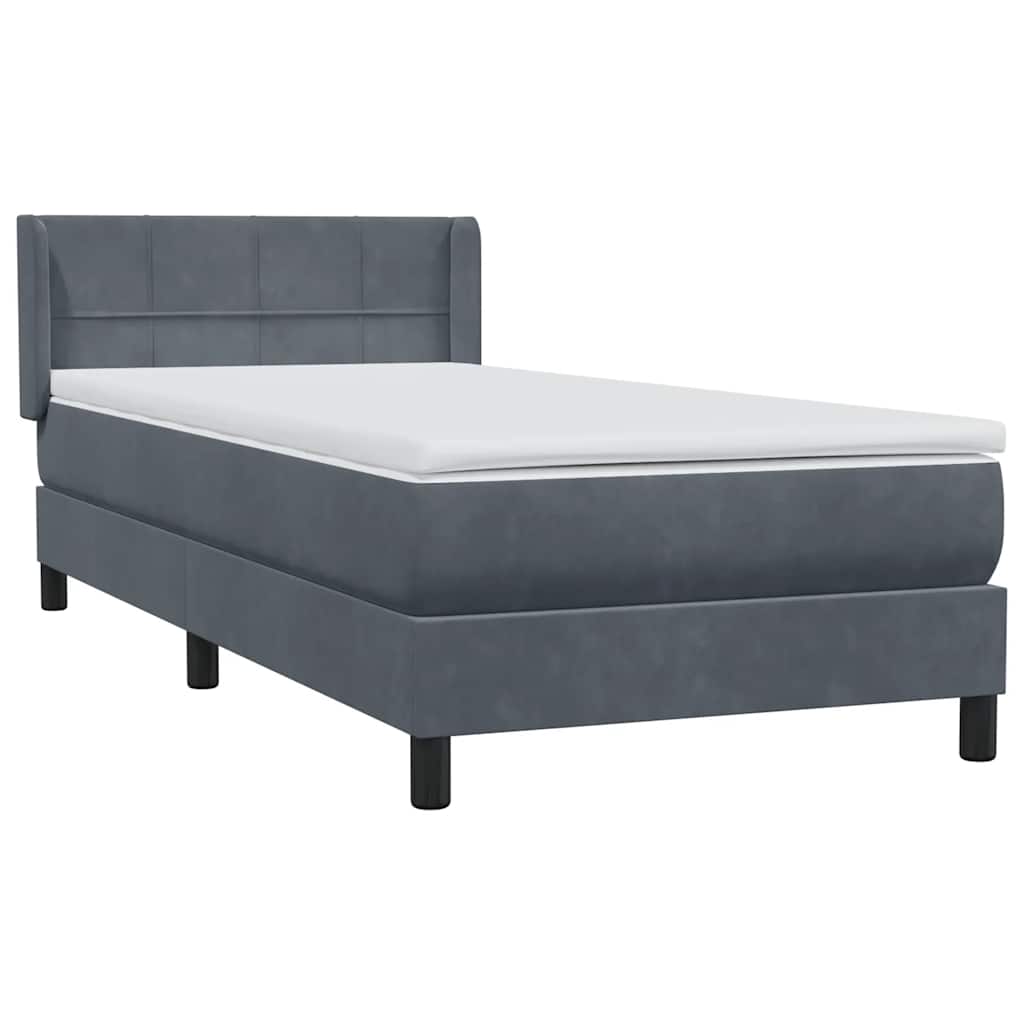 Box spring krevet s madracem tamnosivi 80 x 220 cm baršunasti