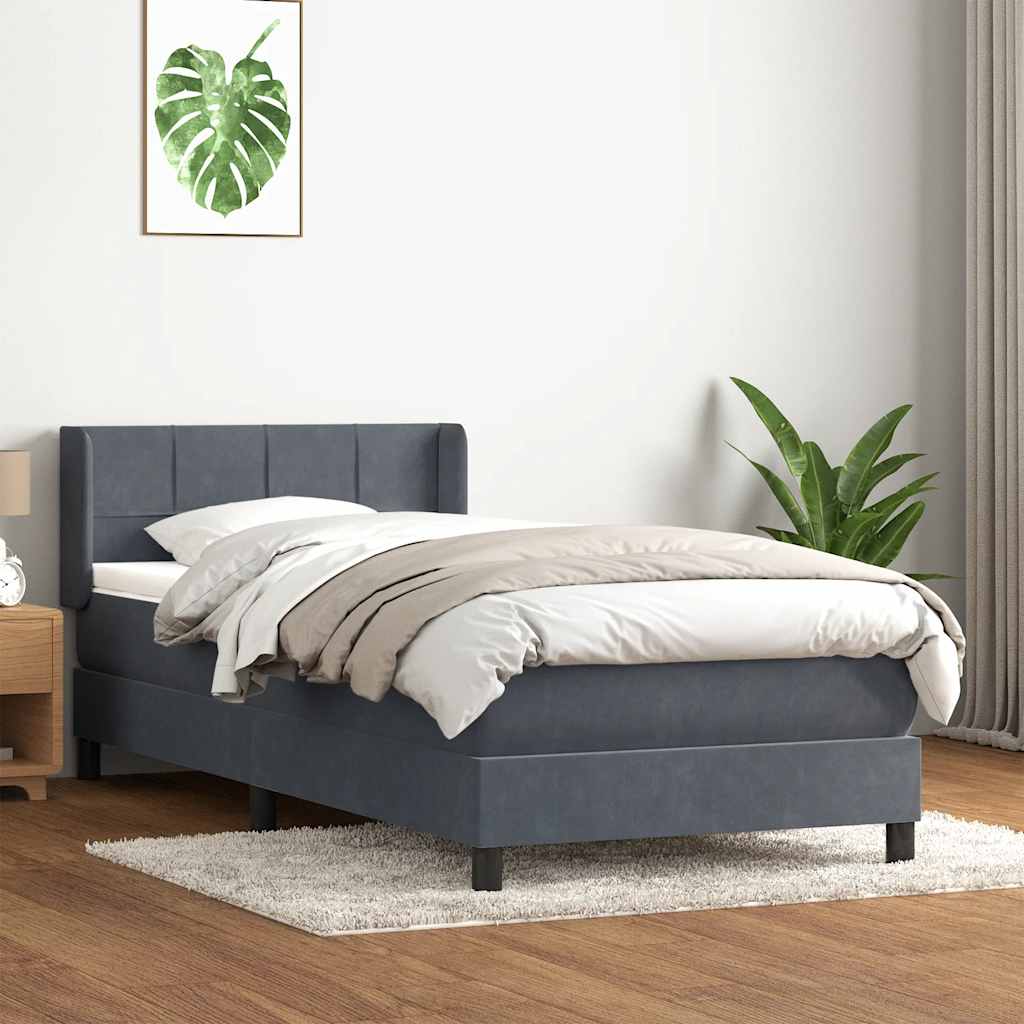 Box spring krevet s madracem tamnosivi 80 x 220 cm baršunasti